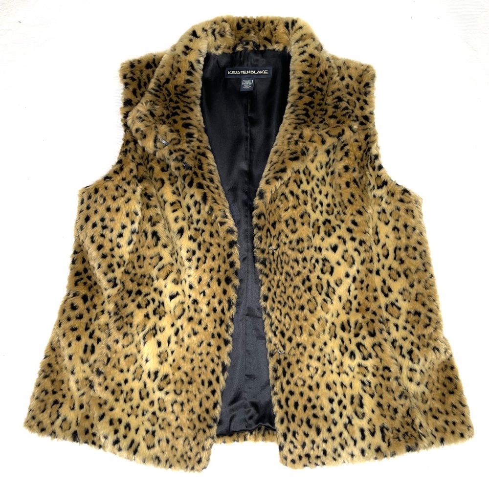 KRISTEN BLAKE Faux Fur Cheetah Print Vest